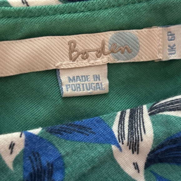 BODIN dress Faux wrap draped  bodice.Rouching in the back.  Full skirt. Lined - Picture 6 of 10